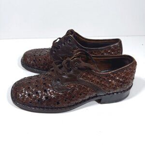 Salamander Woven Leather Lace Up Oxford Shoes Women's US 8 Vintage Boho Heritage